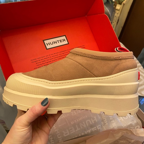 Hunter Askern New In Box Waterproof Medium Brown Platform Boots - Picture 2 of 10